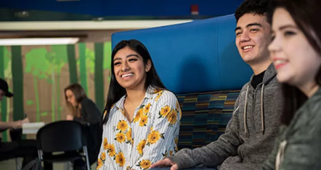 TCC students sit together at southeast campus.