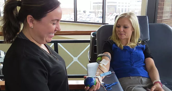 TCC Student giving blood at the Blood Drive.